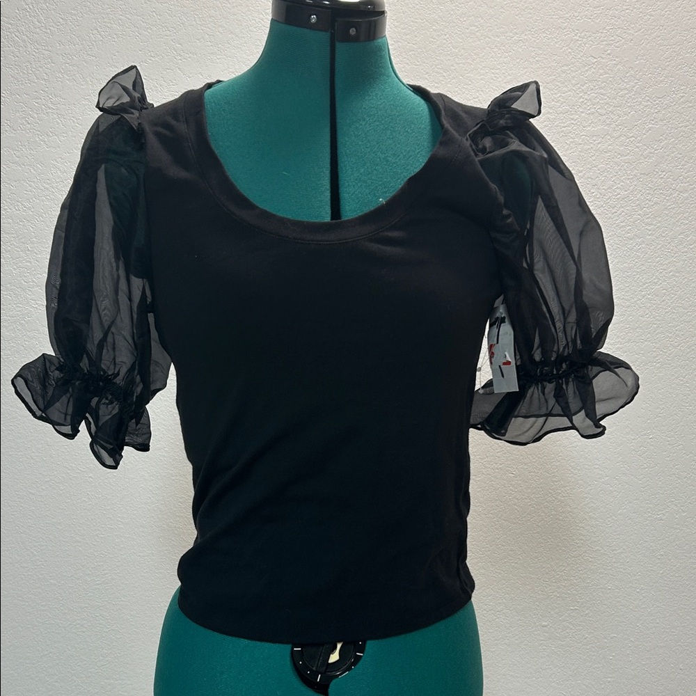French Connection Black Puff Sleeve Blouse
